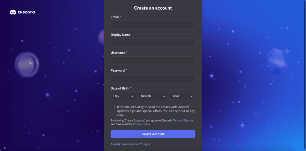 التسجيل في ديسكورد