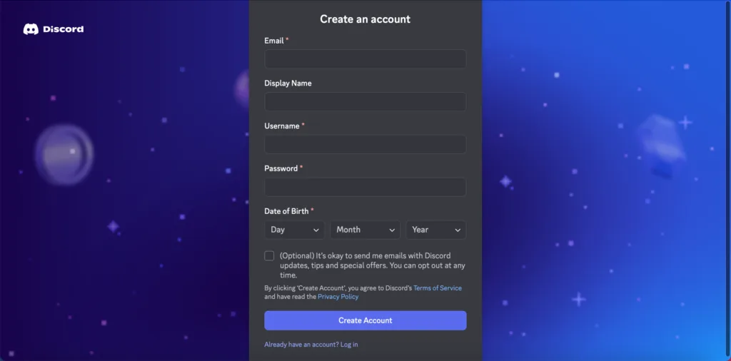 التسجيل في ديسكورد