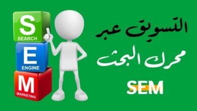 صورة توضيحية للتسويق عبر محركات البحث SEM تظهر حاسوبًا يعرض نتائج بحث وإعلانات رقمية تساعد على زيادة الزيارات والأرباح عبر الإنترنت.